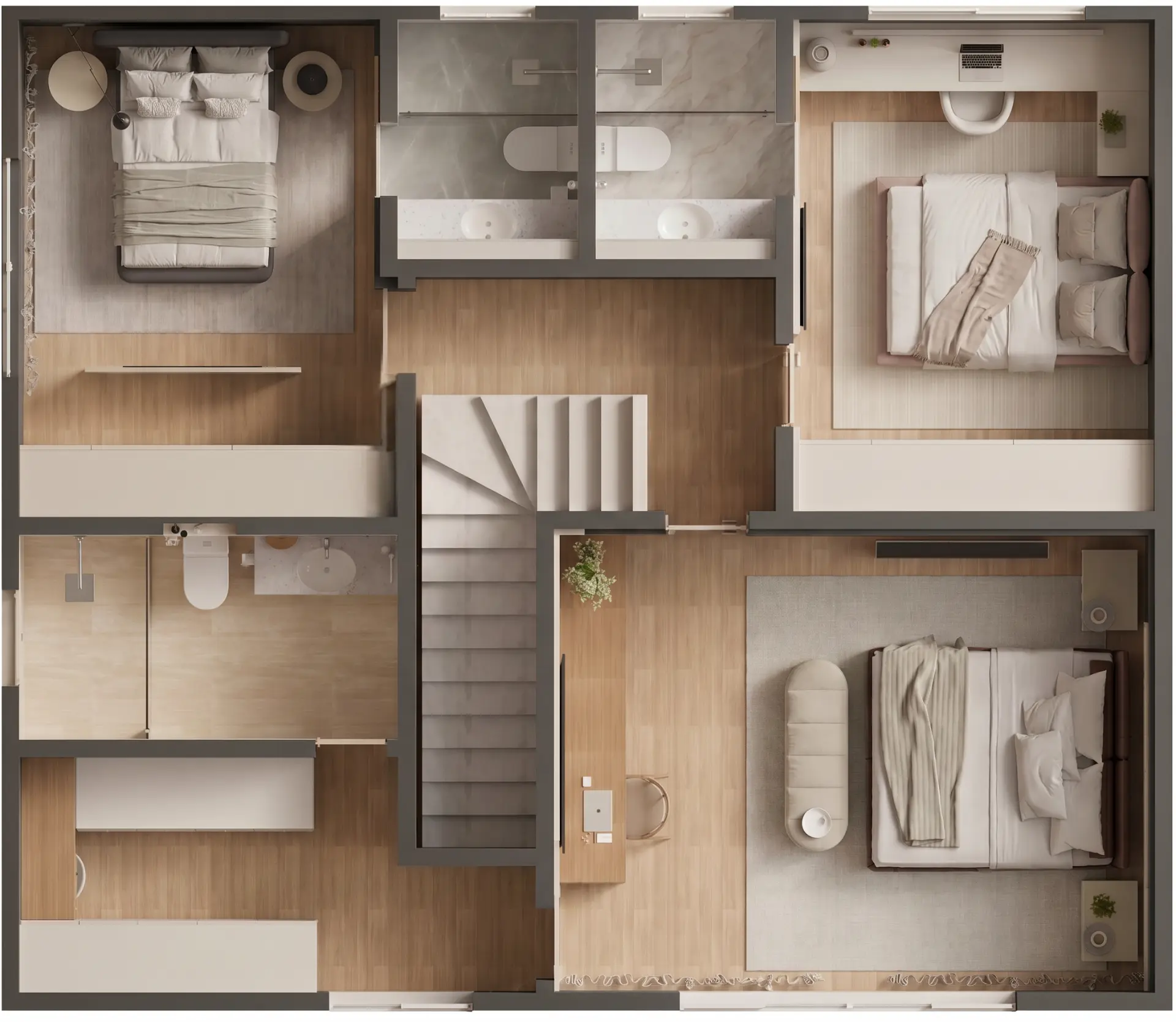 Projeto P.R — Planta humanizada — pavimento superior